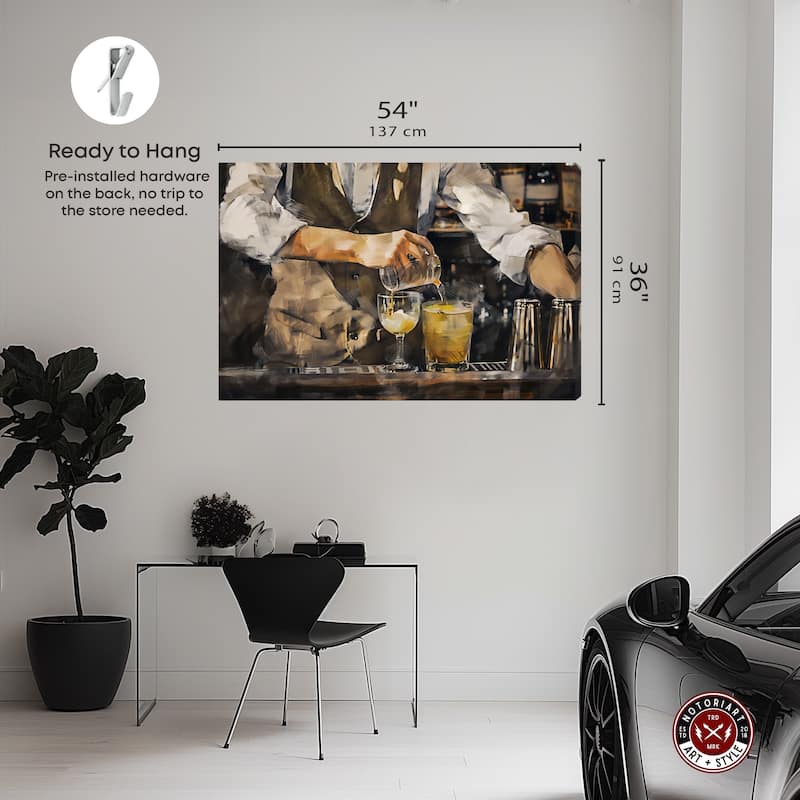 Notoriart Bartender Gallery Wrapped Bar Cart Art For Men