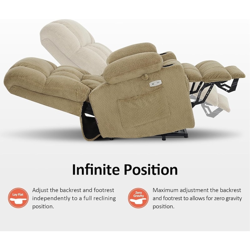 MCombo Large Dual Motor Power Lift Recliner Chair Sofa with Massage and Heat for Tall Elderly People, Fabric 7896