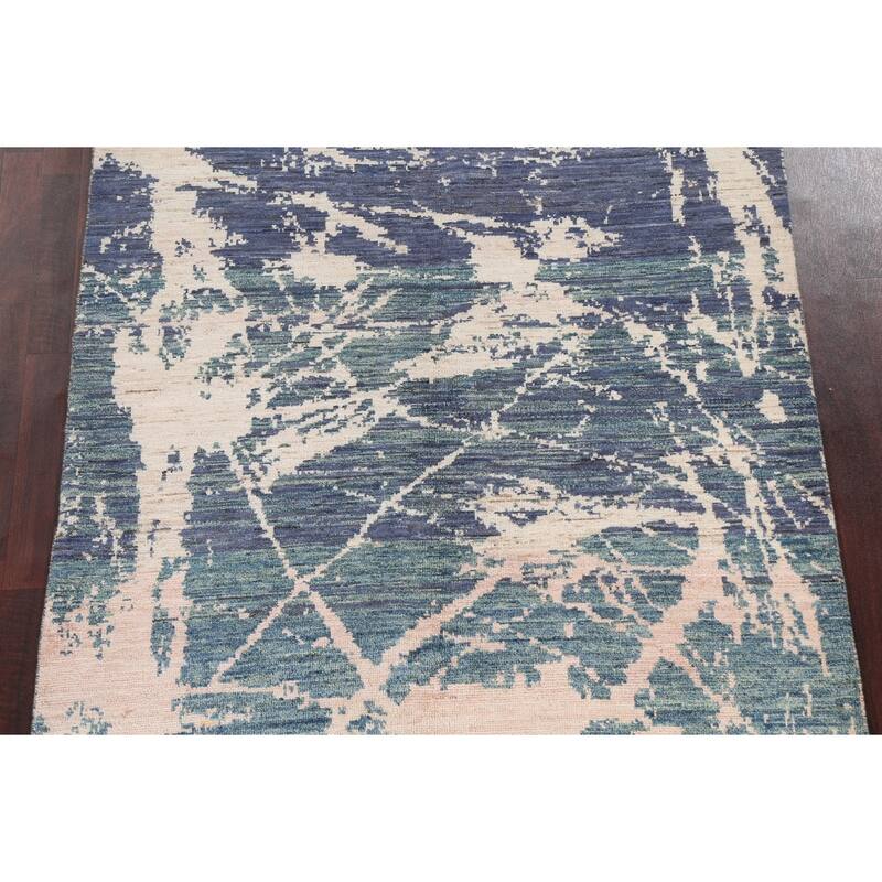 Contemporary Abstract Oriental Wool Area Rug Hand-knotted Foyer Carpet - 4'11" x 6'11"