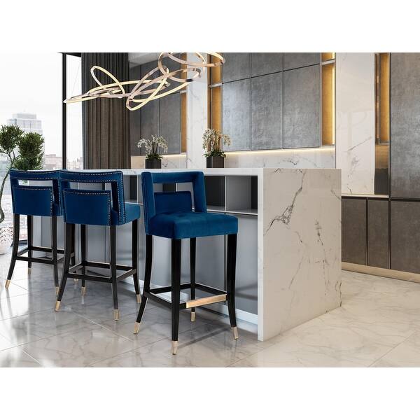 slide 2 of 11, Hart Velvet Bar Stool Single - Navy Blue - Bar height