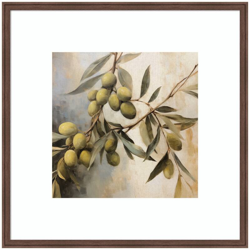 Kate and Laurel Olive Tree by The Creative Bunch Studio Framed Wall Art Print - 34 x 34 - Brown