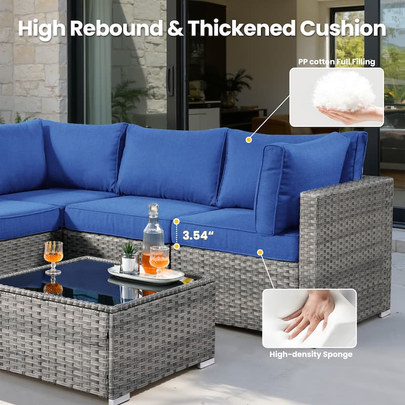 XIZZI 7-Piece Outdoor Wicker Sectional Set with Coffee Table