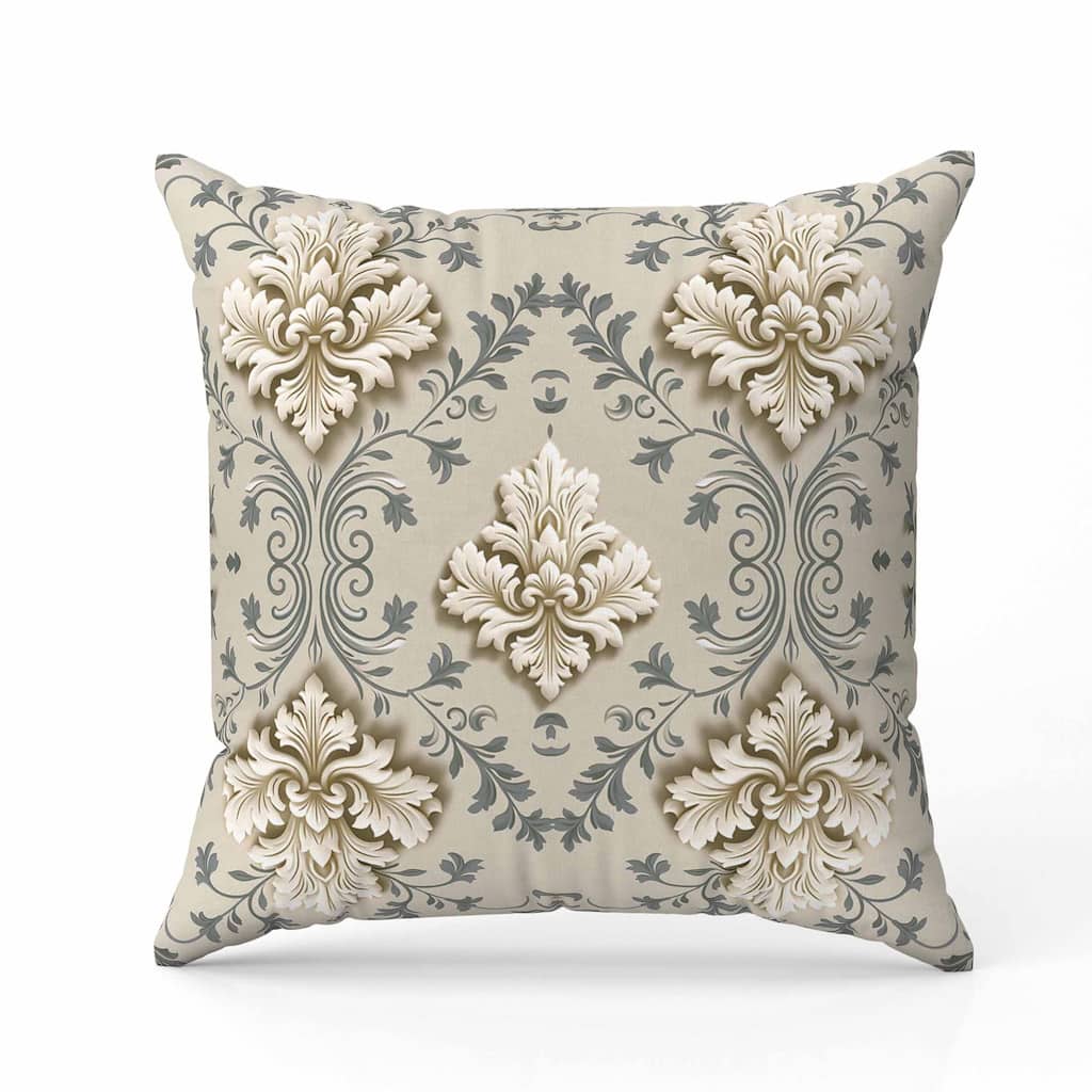 Art Deco Elegance Indoor/Outdoor Reversible Throw Pillow Beige and Grey