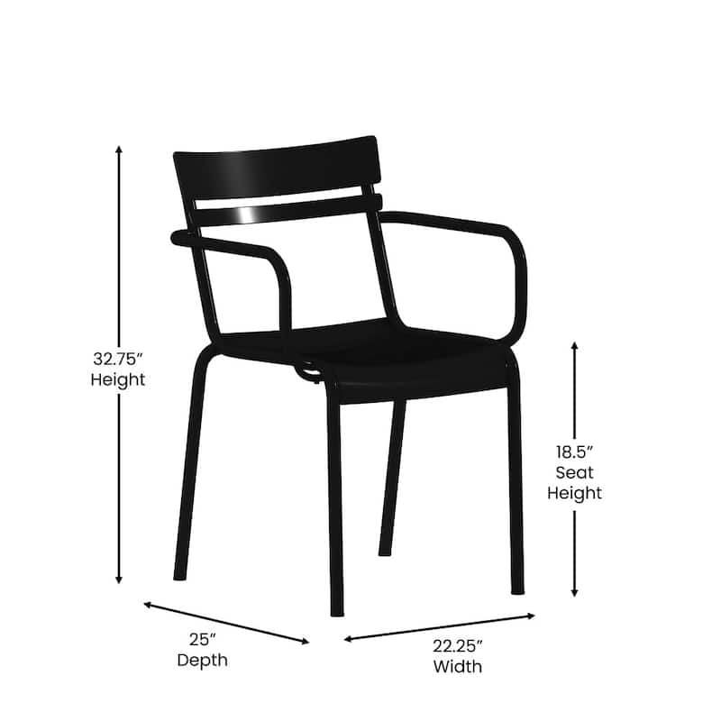 Modern Commercial Grade 2 Slat Indoor/Outdoor Steel Stack Chair