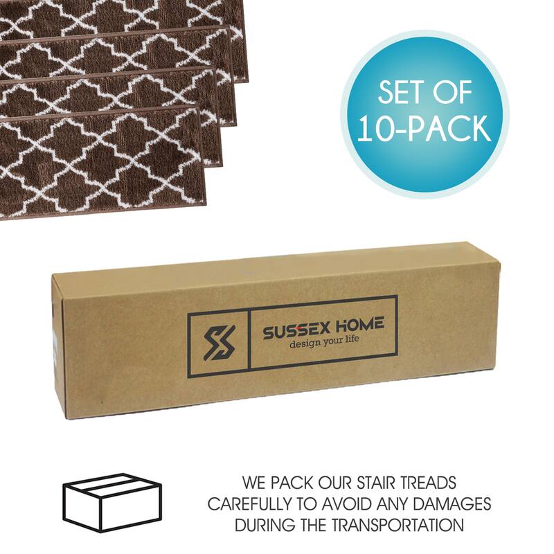 SUSSEXHOME Geometric Stair Treads with Easy to Install Double Adhesive Tape 9" x 28"
