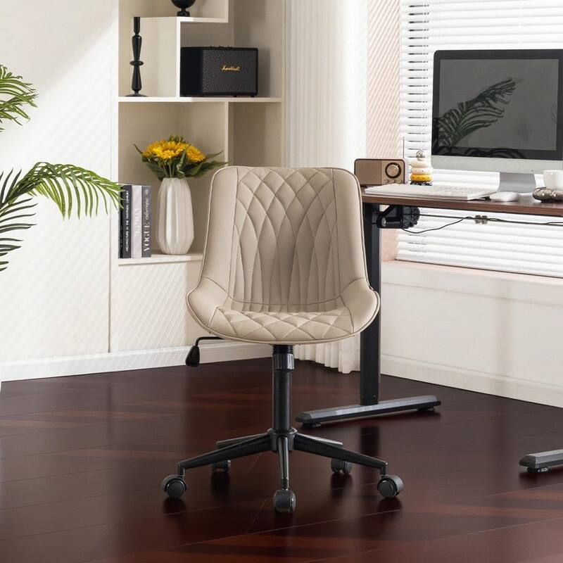 Modern Office Chair, Leather Swivel Office Chair for Home Office