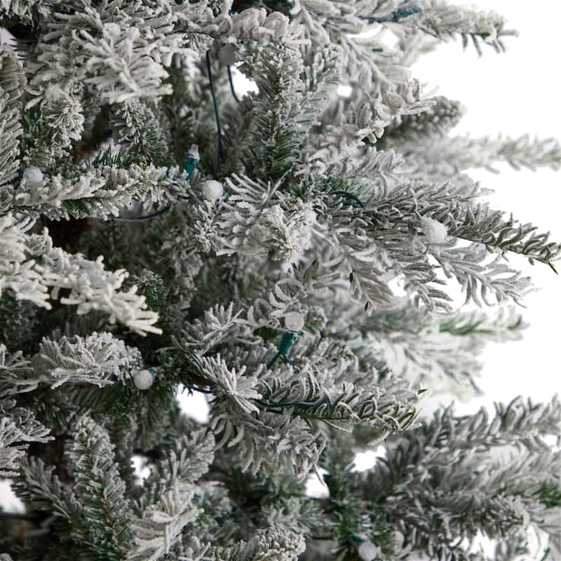 Slim Artificial Christmas Tree with Warm White Lights - 8.5ft Holiday Decor - Green - 102