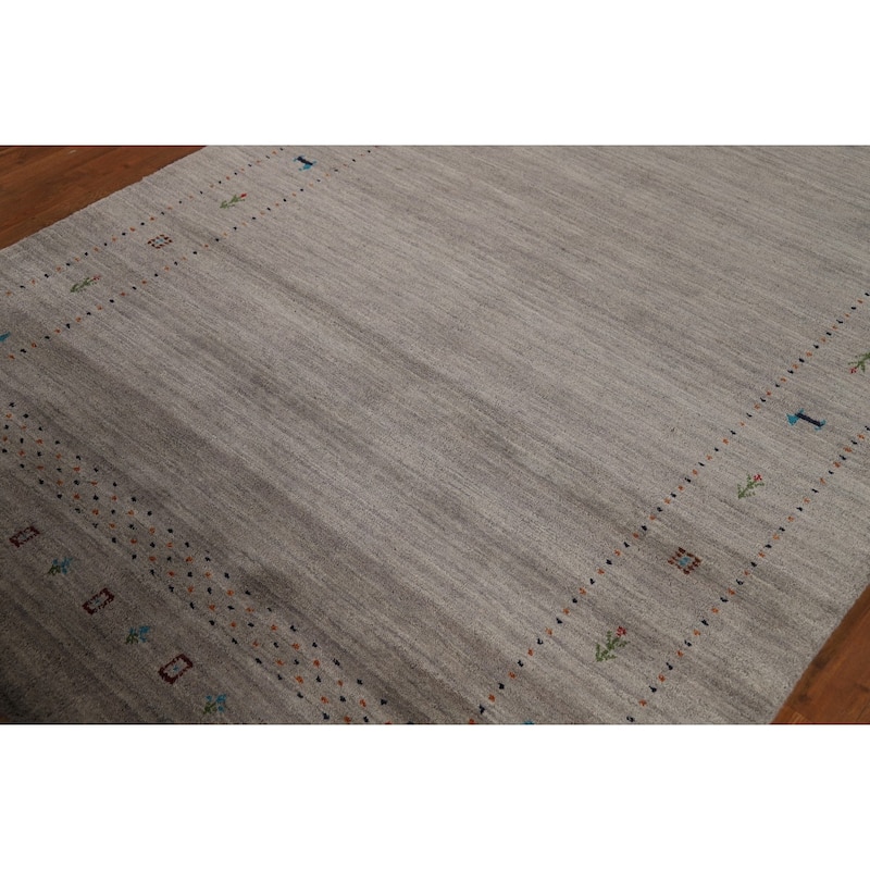 Tribal Gray Gabbeh Oriental Area Rug Handmade Wool Carpet - 5'3"x 7'7"