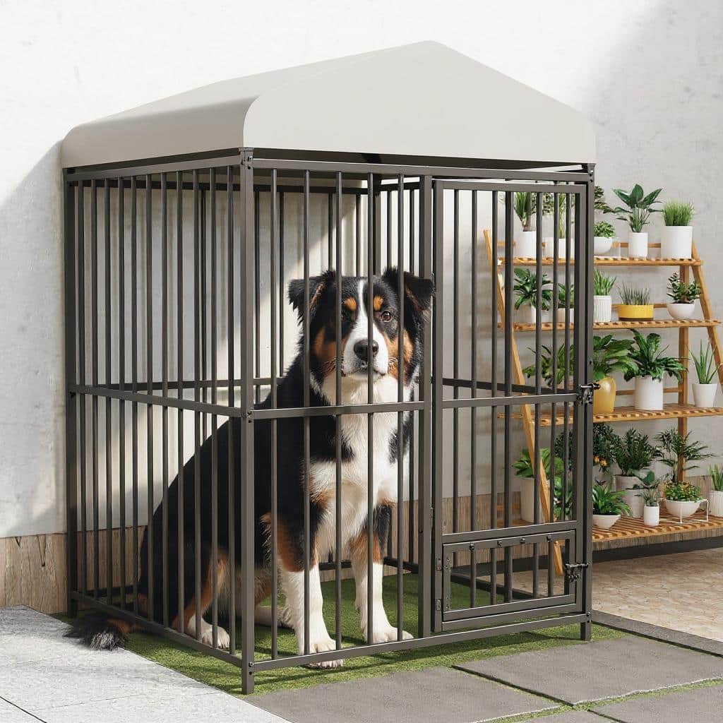 Large Dog Kennel Outside, with Roof and Lock, for Medium and Large Dogs