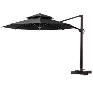 VredHom Luxury Double Top Patio Offset Cantilever Umbrella with Cross Stand