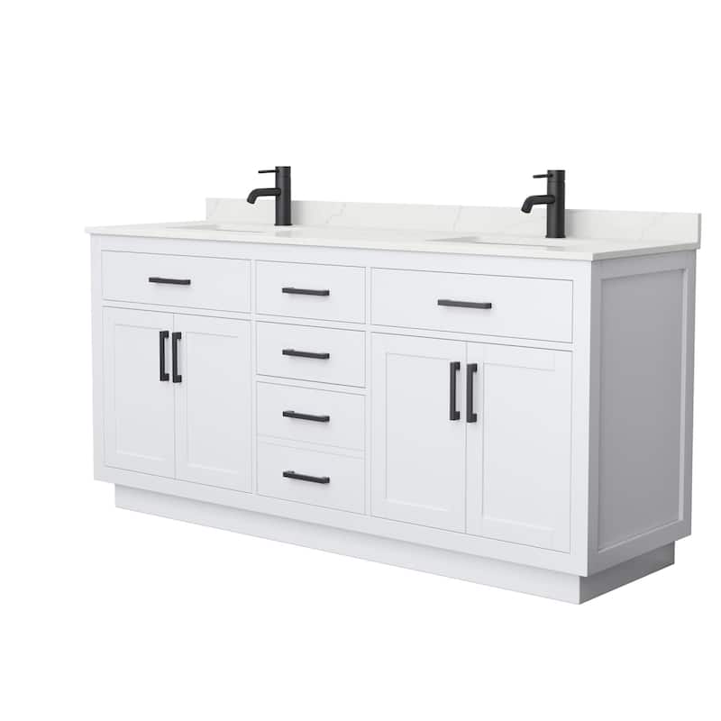 Wyndham Collection WCG262672D-QTZ-UNSMXX Beckett TK 72" Free Standing - White / Giotto Quartz Top / Matte Black Hardware
