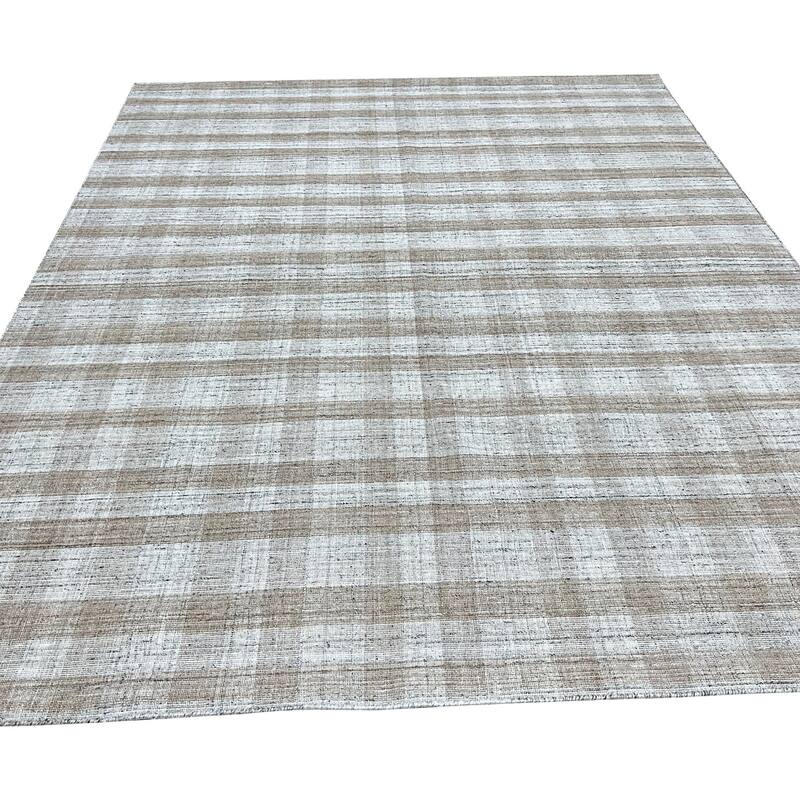 Home Decor EORC Hand-Woven Wool Plaid Rug, Beig. E Stylish and Durable Area Rug for Adding Warmth and Texture to Your Living