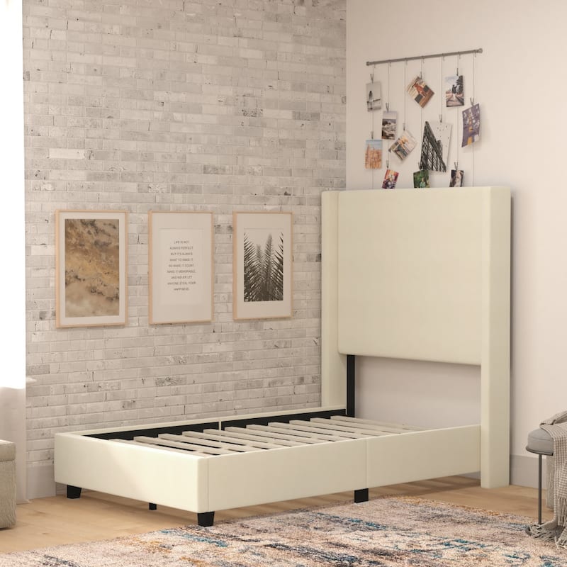 Upholstered Platform Bed with Channel Stitched Headboard