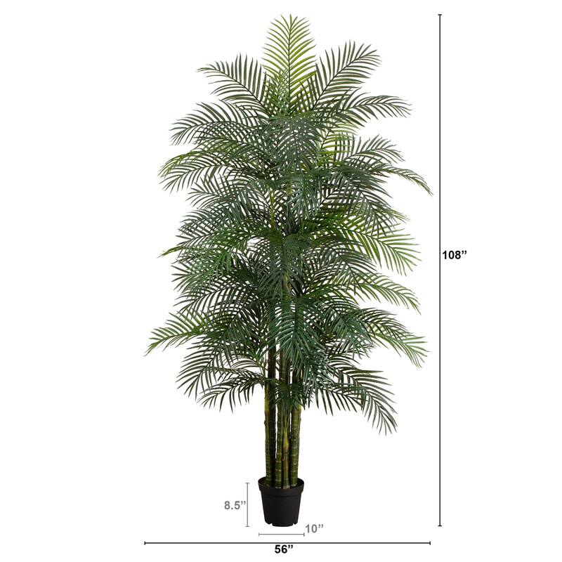 9' UV Resistant Artificial Areca Palm Tree (Indoor/Outdoor) - Green