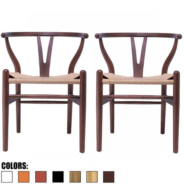 2xhome Set Of 2 Modern Dark Wood Dining Chair With Back Y Arm Armchair Hemp Seat For Home Restaurant Office Desk Task Work Overstock 27698353