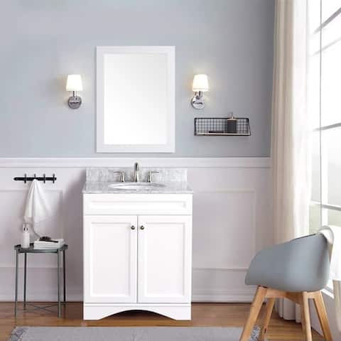 BATHLET 30 inch Bathroom Vanity Set with Carrara Marble Top Mirror