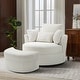 preview thumbnail 142 of 198, 41" W Oversized Accent Barrel Swivel Chair with Moon Storage Ottoman