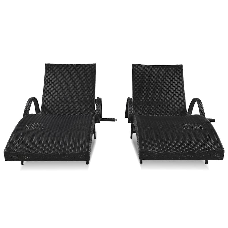 80'' Outdoor Wicker Chaise Lounge Chairs Set of 2