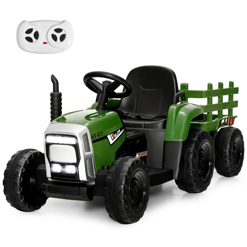 12V Rechargeable Battery Kids Ride-On Tractor with Trailer and Parental Remote Safety Belt - 53" x 20" x 20.5"
