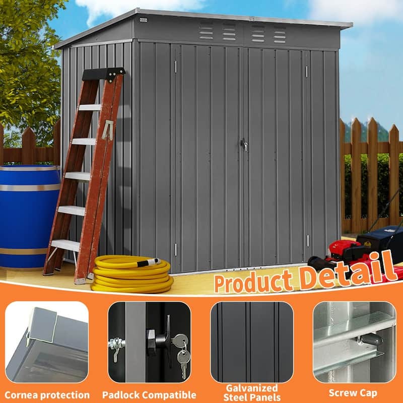 CUSchoice 5x3ft Black Metal Storage Shed