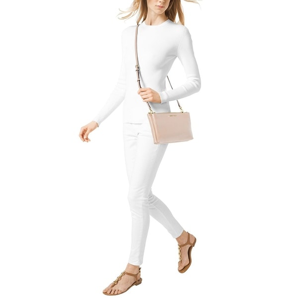 michael michael kors adele double zip pebble leather crossbody