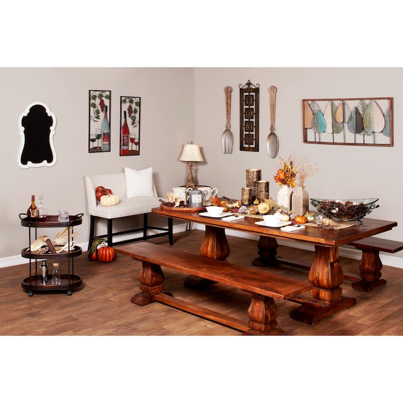 Wood Rolling Oval 3 Shelf Bar Cart with Black Metal Frame - Brown - Roche River Decor - 16"W x 25"L x 30"H
