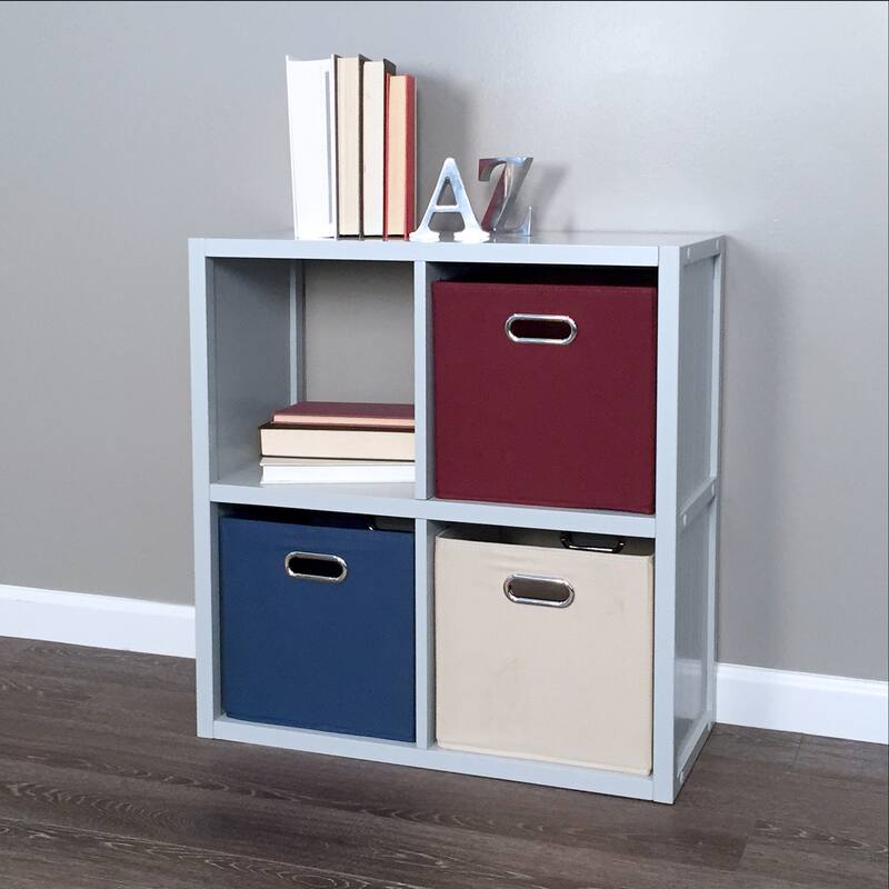 John Louis Home Solid Wood 4 Cube Storage Organizer Grey