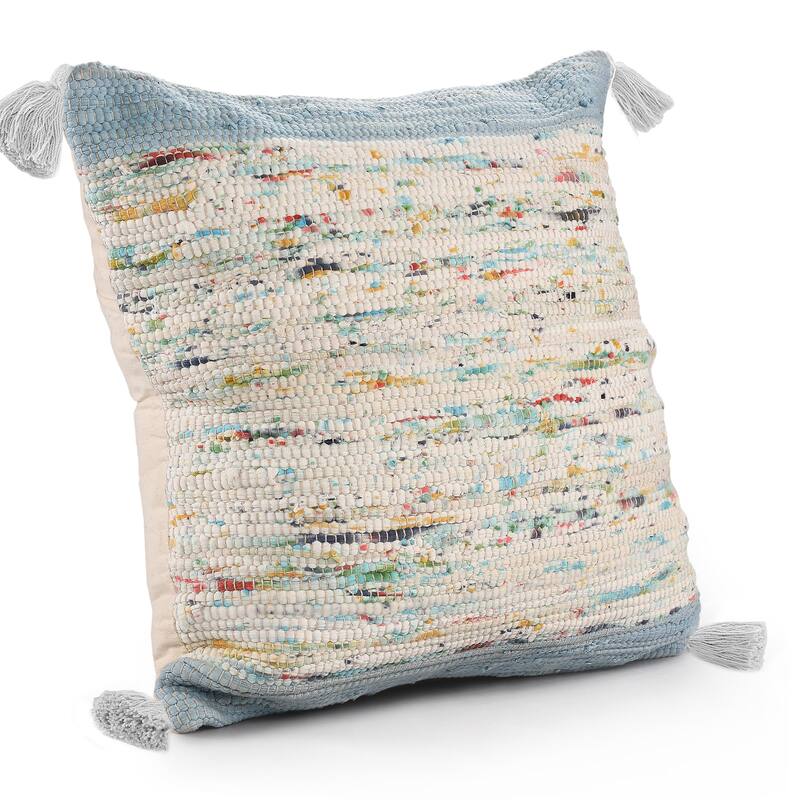 Sevita Handwoven Modern Abstract Cotton Throw Pillow, 20" x 20".