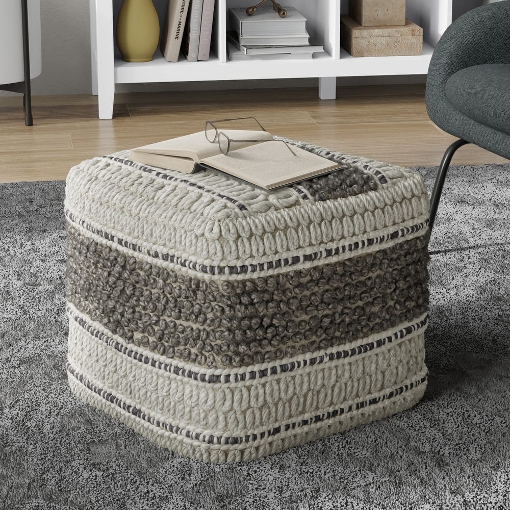 WYNDENHALL Heyfield Square Pouf Handloom Woven