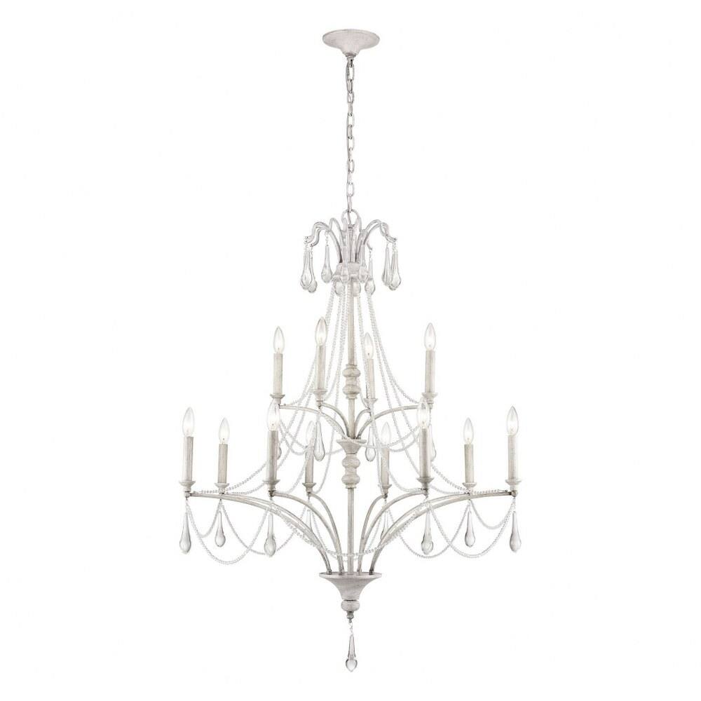 Grant Leas - 12 Light Chandelier Vintage White Finish