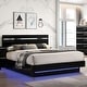 preview thumbnail 4 of 12, Furniture of America Benvolio Contemporary Black Wood LED 6-Piece Panel Bedroom Set with USB Port