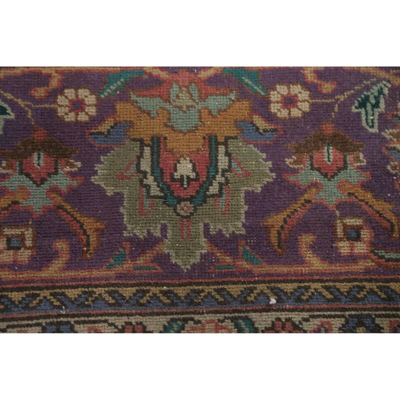 Hand Knotted Oriental 100% Wool Carpet Traditional All-Over Pink Tabriz Area Rug - 12' 8'' X 9' 8''