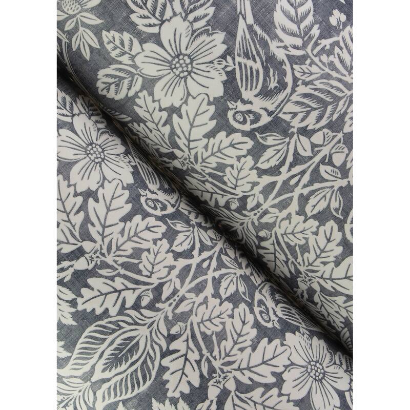 Chris Loves Julia x A-Street Prints Finch Blue Woodland Damask Wallpaper