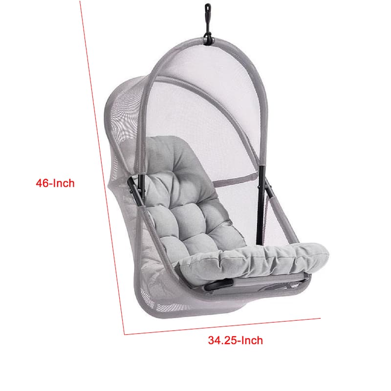 Bery Patio Hanging Swing Chair, Cushioned Light Gray Mesh