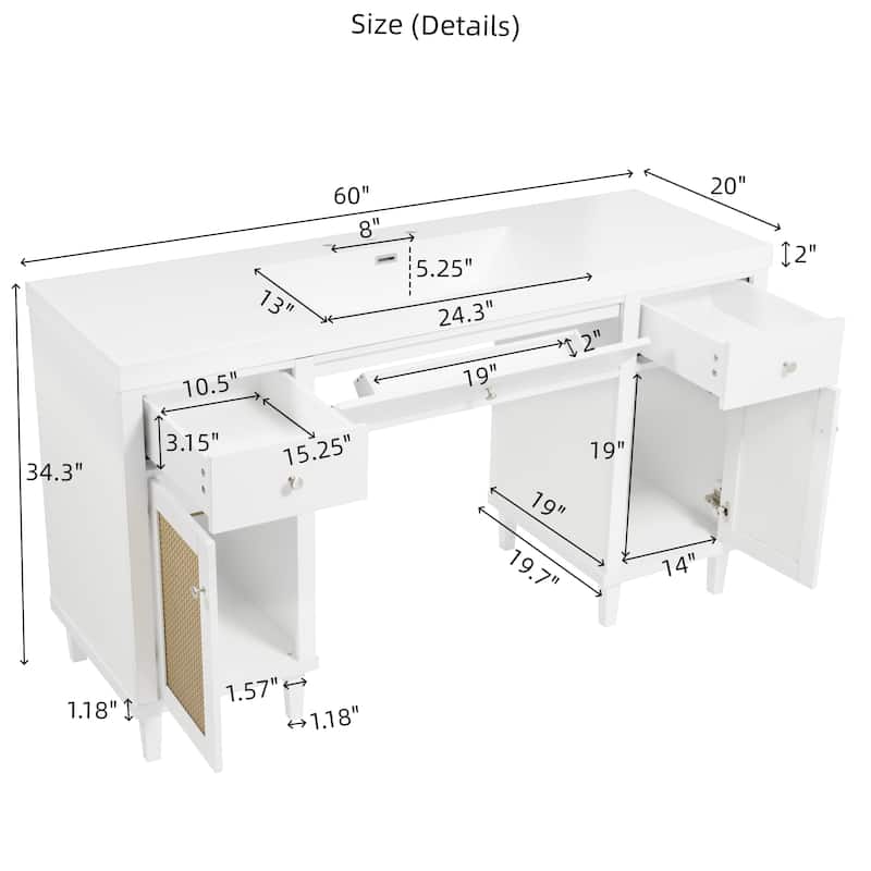 60 Inch ADA Bathroom Vanity with SMC Sink, Soft Close Drawers & Tip-Out Tray