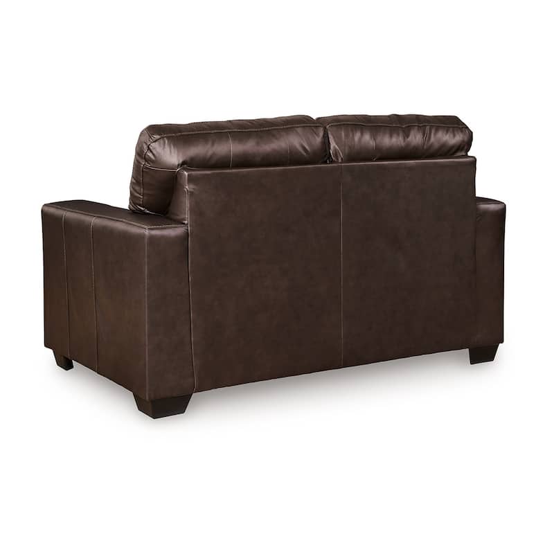 Orion Loveseat, Dark Brown Tufted Real and Faux Leather Seats, 62 Inch
