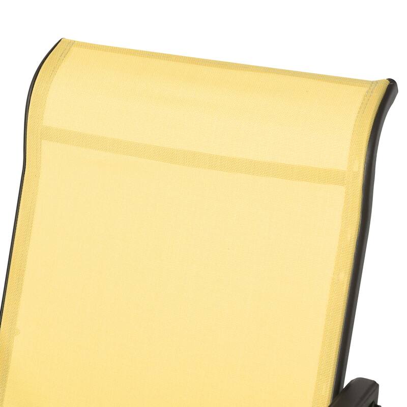 3-Piece Patio Glider Chair Set with Tempered Glass Side Table, Steel Frame Outdoor Rocking Chairs with Mesh Fabric for Porch