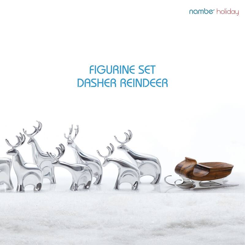 Nambe Dasher Reindeer Figurine Set - 7" x 1" x 10"