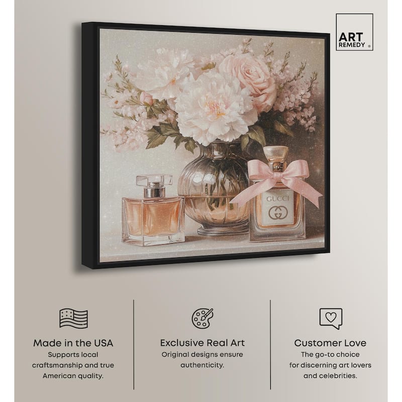 Peach Perfume Flowers in Vase Canvas by Art Remedy