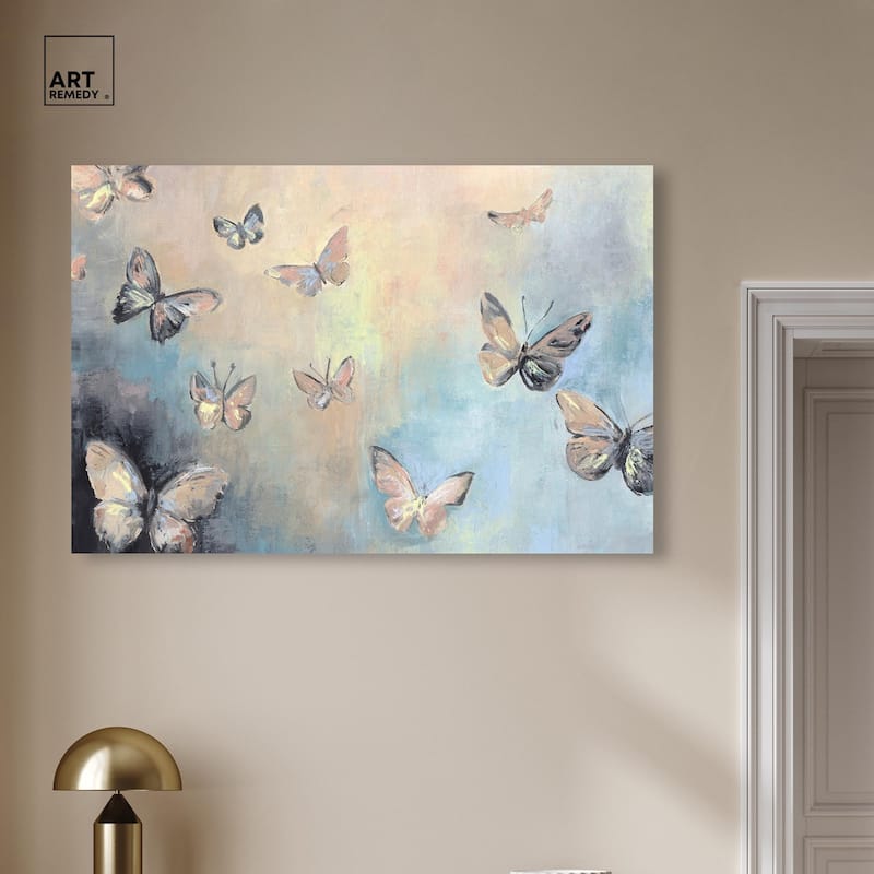 Textured Butterflies I Canvas by Art Remedy, Gallery Wrapped