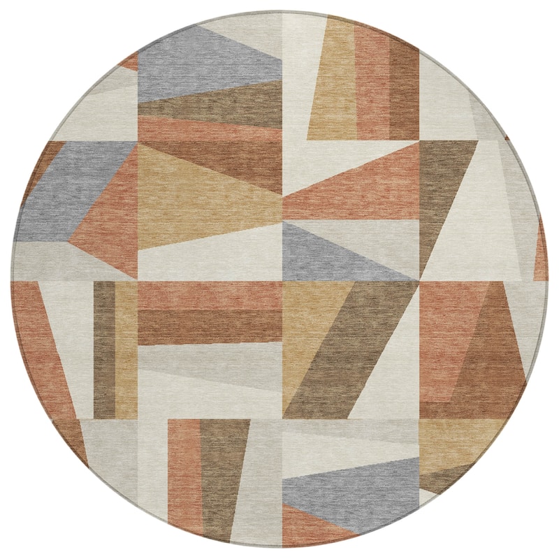 Machine Washable Indoor/ Outdoor Contemporry Mosaic Chantille Rug