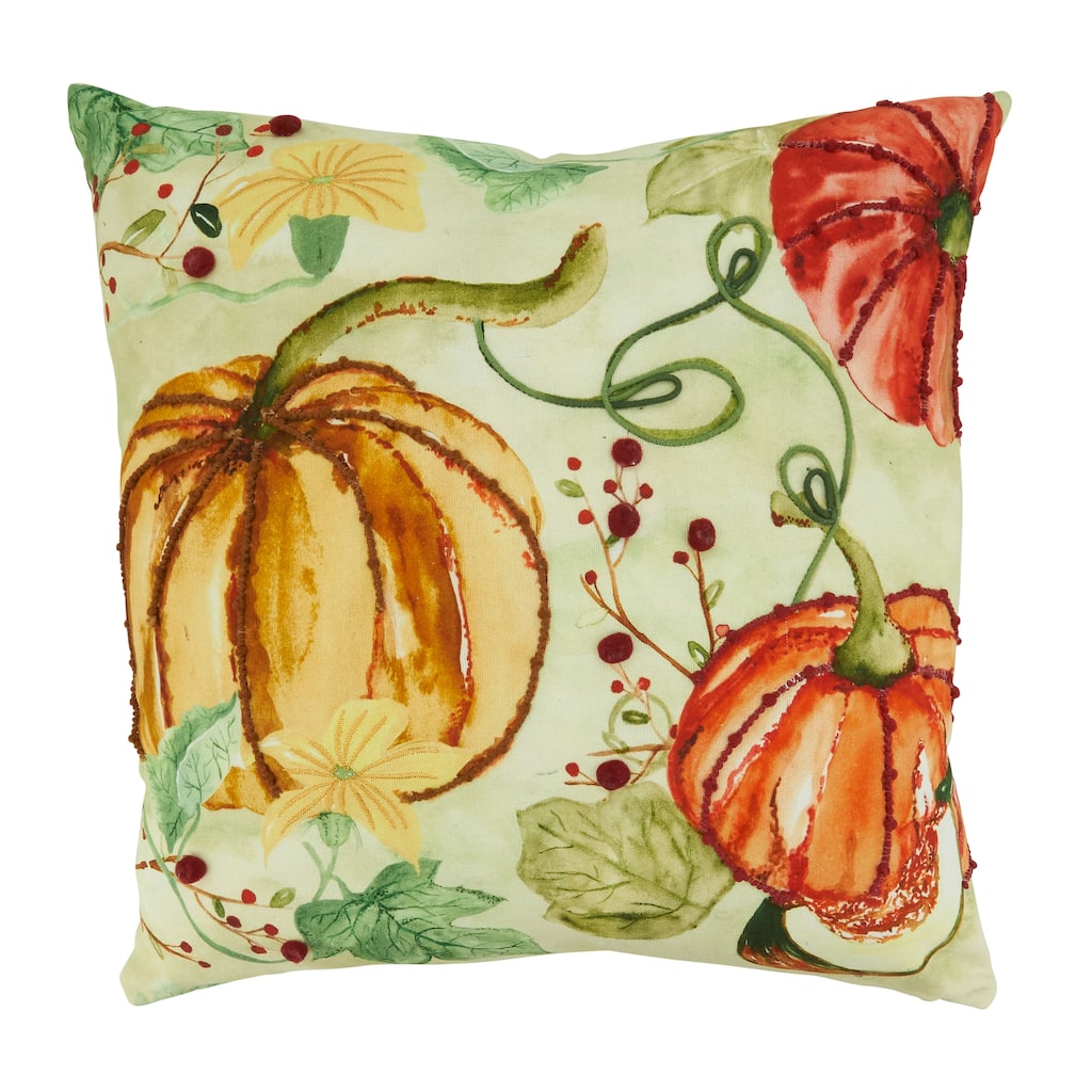 Throw Pillow With Pumpkin Design
