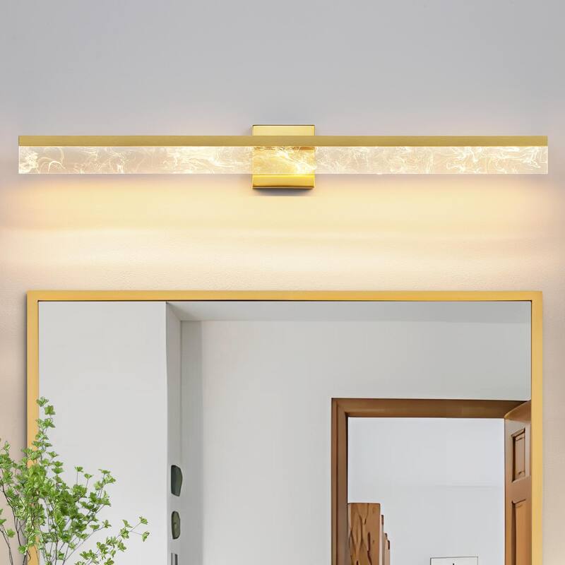 LED Bathroom Vanity Light 24/32/39 inch Dimmable Metal Wall Sconce - Black/Warm White Light - 39-Inch - Gold