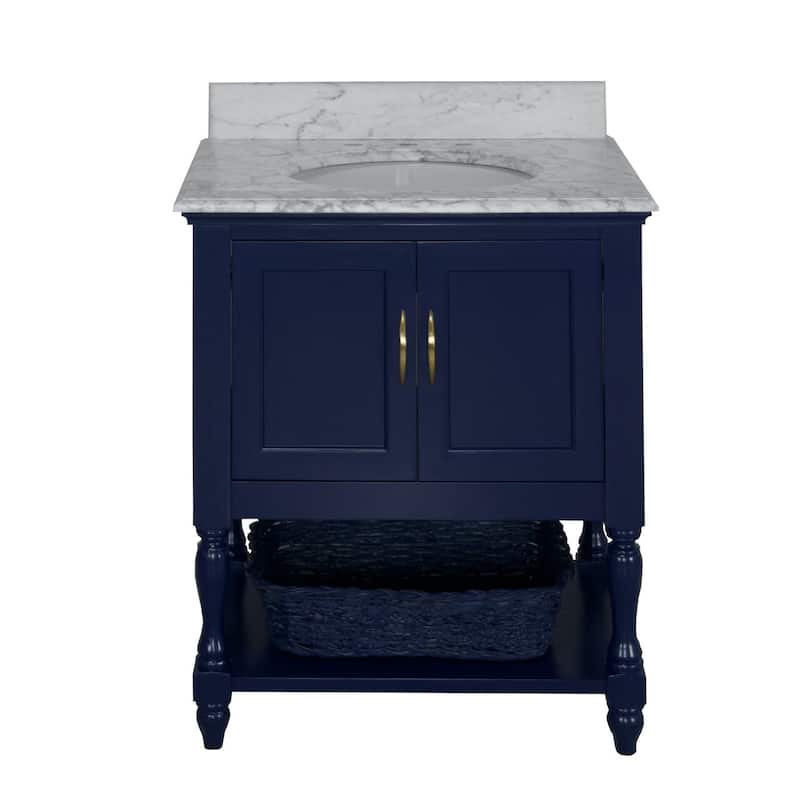 KitchenBathCollection Beverly 30" BathroomVanity w/ Carrara Marble Top