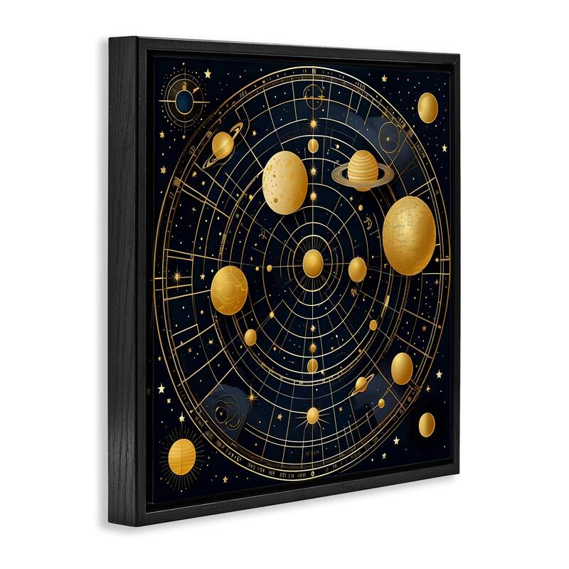 Stupell Astral Planets in Solar System Framed Floater Canvas Wall Art Design By Tabz Jones