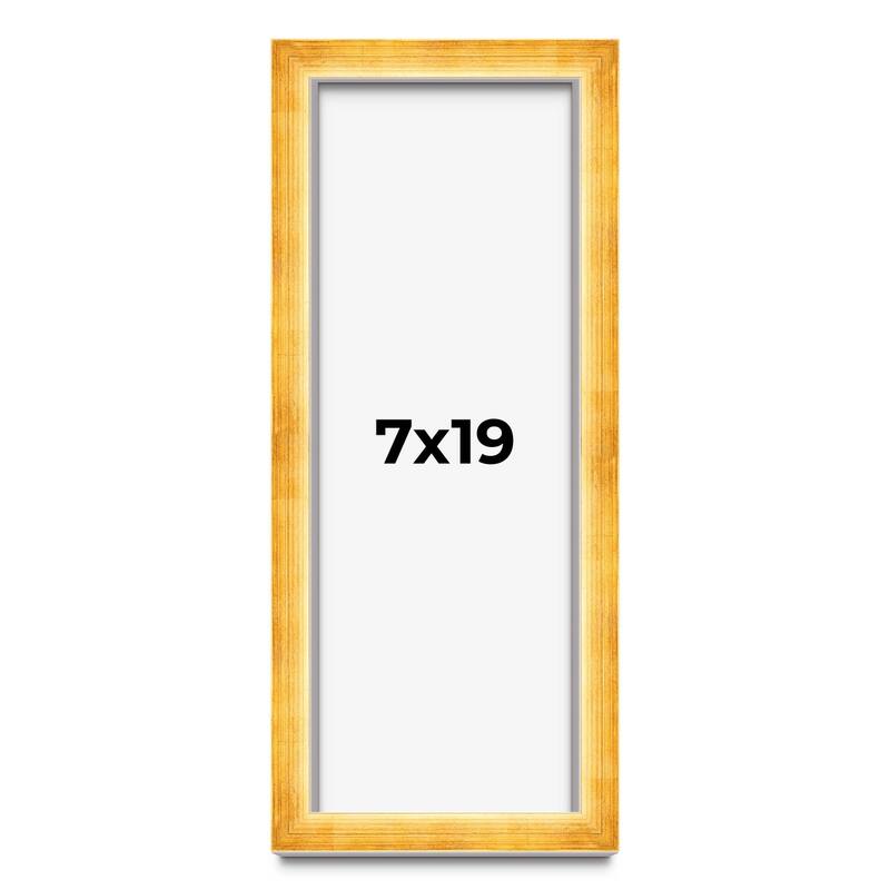 7x19 Shadow Box Frame Gold | 1.625 Inches Deep Real Wood Traditional