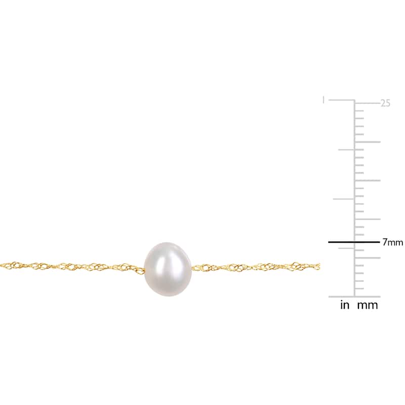 Miadora 10k Yellow Gold White Cultured Freshwater Pearl Necklace (5.5-6mm)
