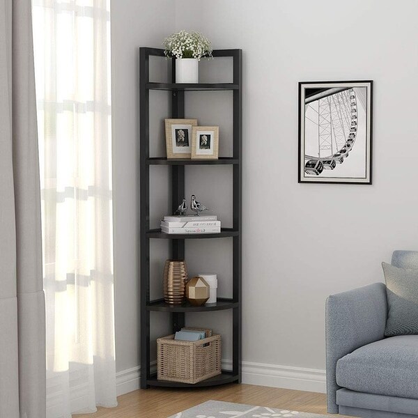 Living Room Bedroom 120 x 30 x 180 cm Himimi Bookcase Standing Shelf Corner Shelf in Industrial Design 5 Compartments Shelf for Office 