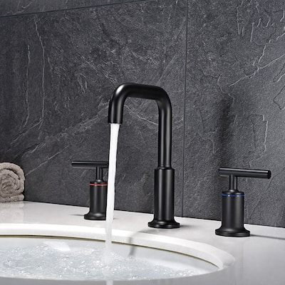 Matte Black 3-Hole Double Handle Bathroom Sink Faucet