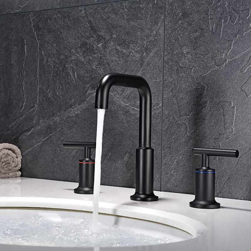 Matte Black 3-Hole Double Handle Bathroom Sink Faucet